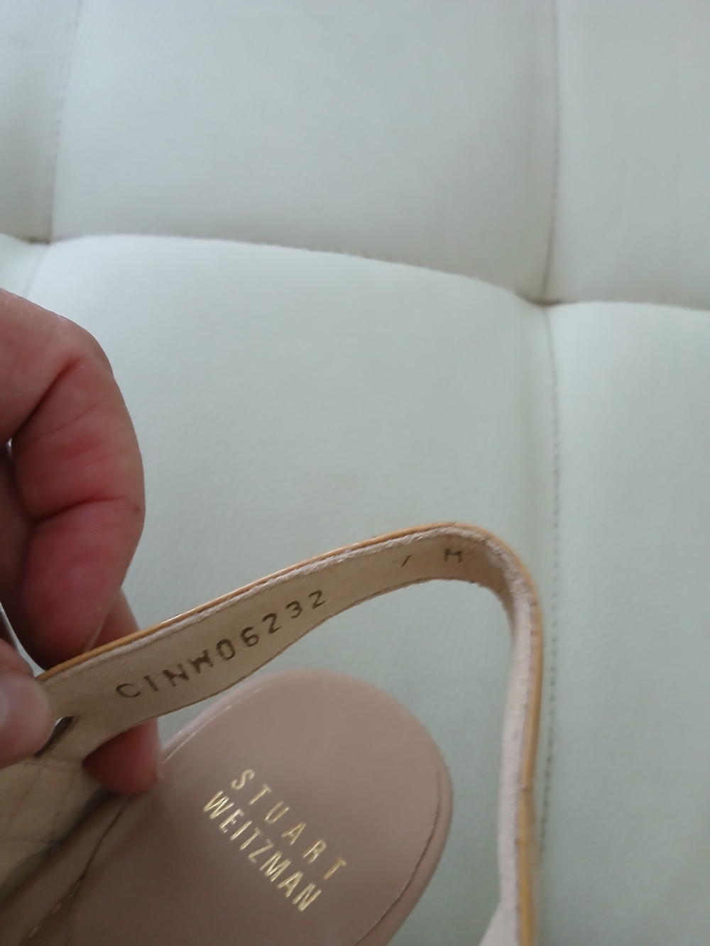 Stuart Weitzman Tan Patent Leather Crisscross Slingback Sandals - Picture 6 of 7